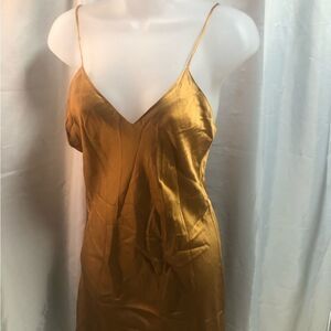 Victoria's Secret Gold Label 100% silk long gown gold Medium excellent condition